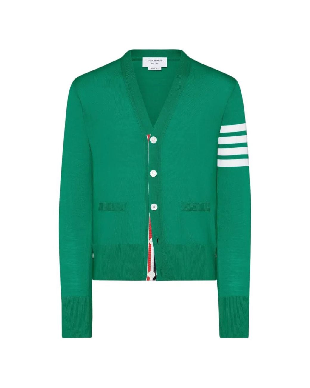 Thom Browne Green Cardigan À Col V for men