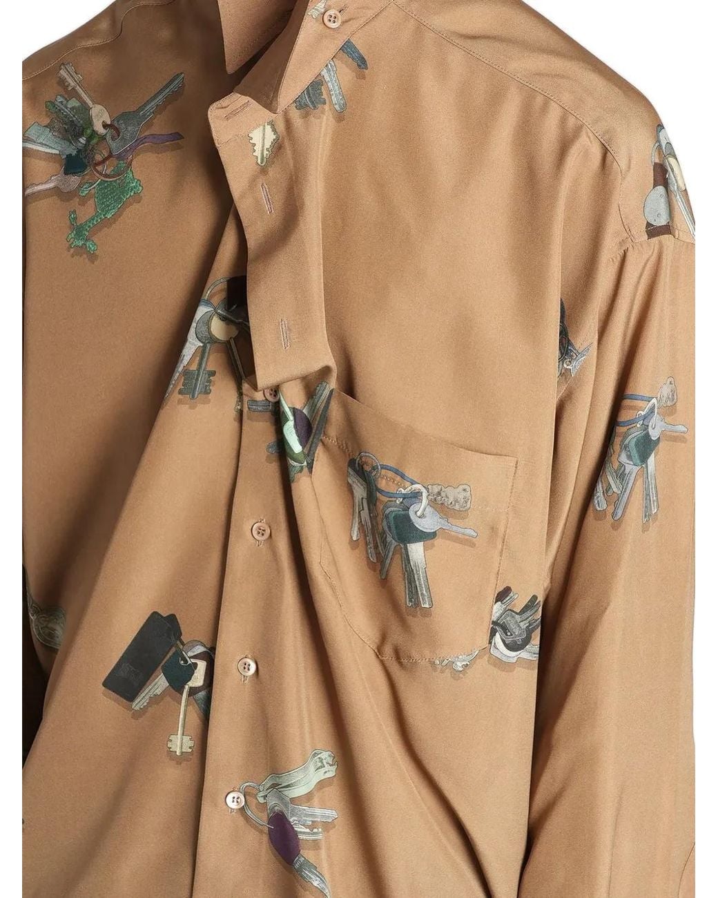 Magliano Natural Key-Print Draped Shirt for men