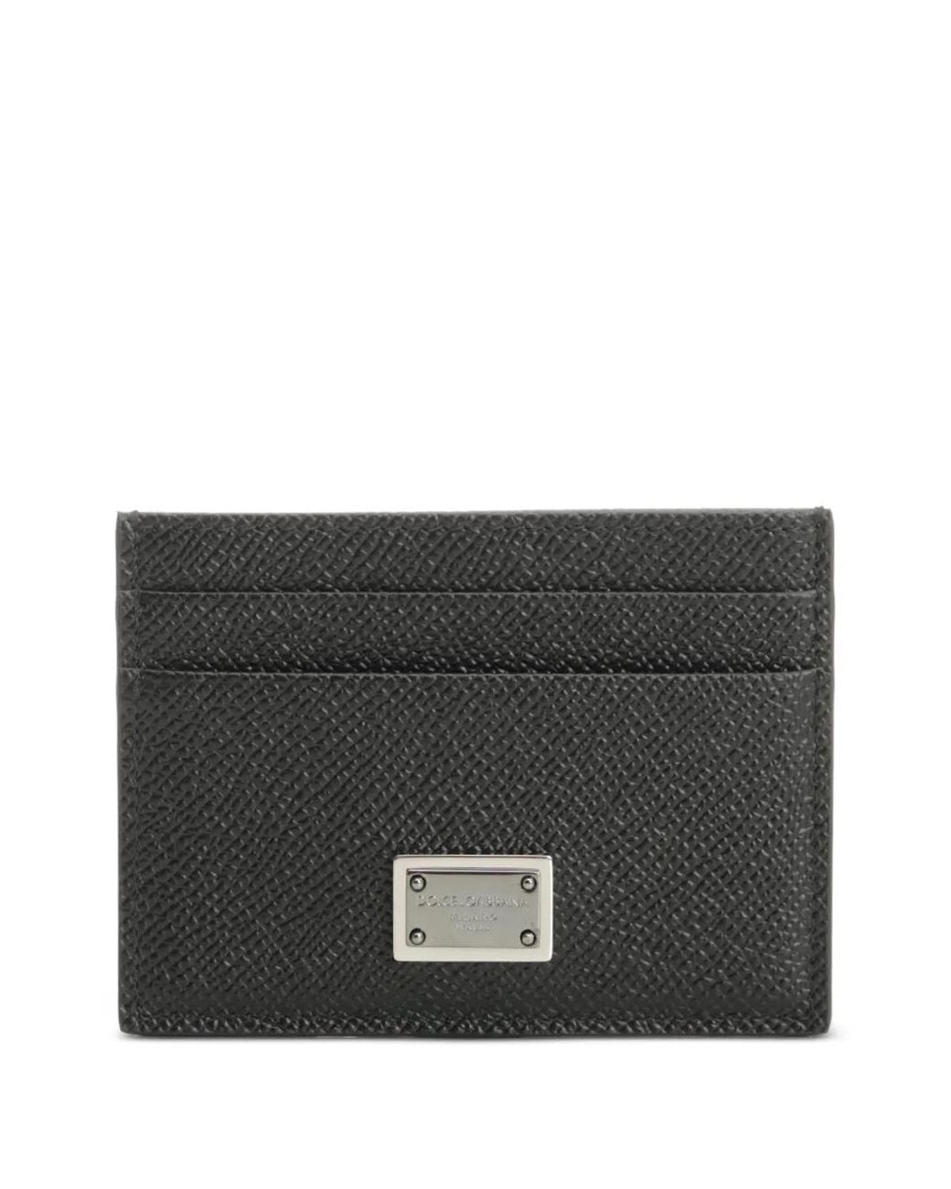 Dolce & Gabbana Black Porte-Cartes En Cuir De Veau Avec Plaque Logo for men
