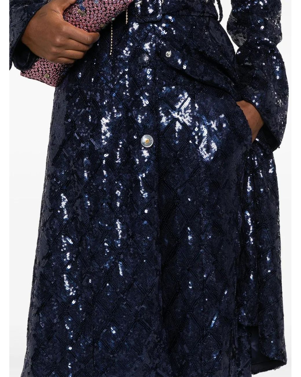 ROTATE BIRGER CHRISTENSEN Blue Sequin Cargo Pants
