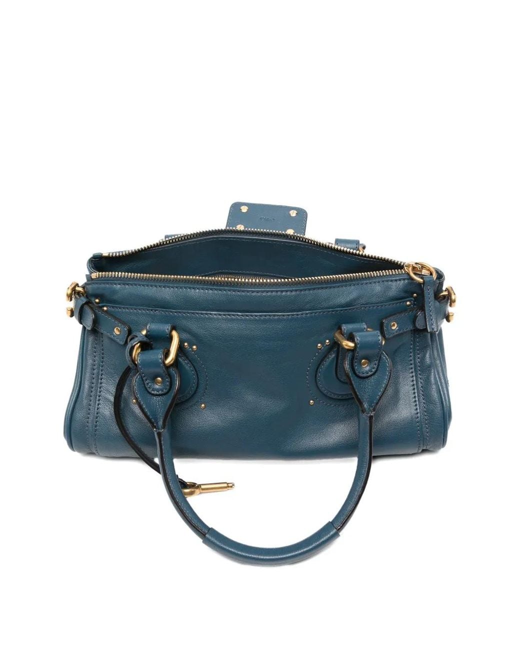 Chloé Blue Chloe Paddington Grained Leather Shoulder Bag