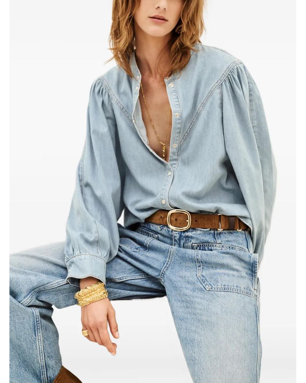 Ba&sh Blue Alino Denim Shirt