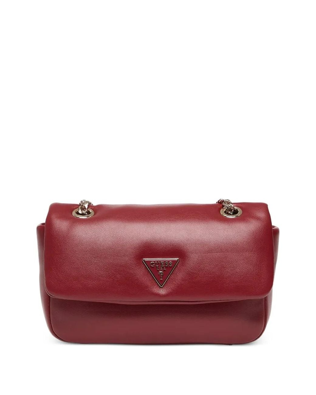 Guess Red Sunetra Padded Logo-Plaque Shoulder Bag
