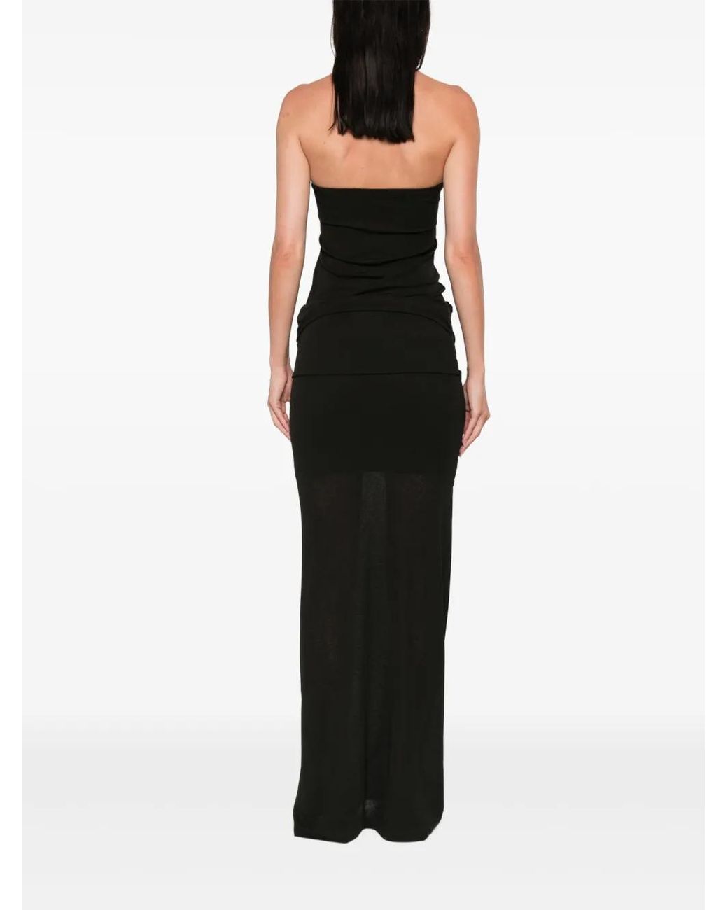 Nanushka Black Drape-Detail Maxi Skirt