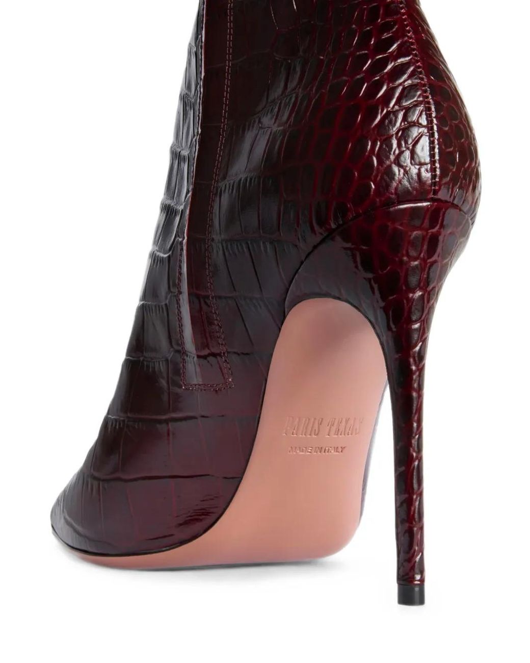 Paris Texas Purple Vera 105 Croc-Embossed Leather Ankle Boots