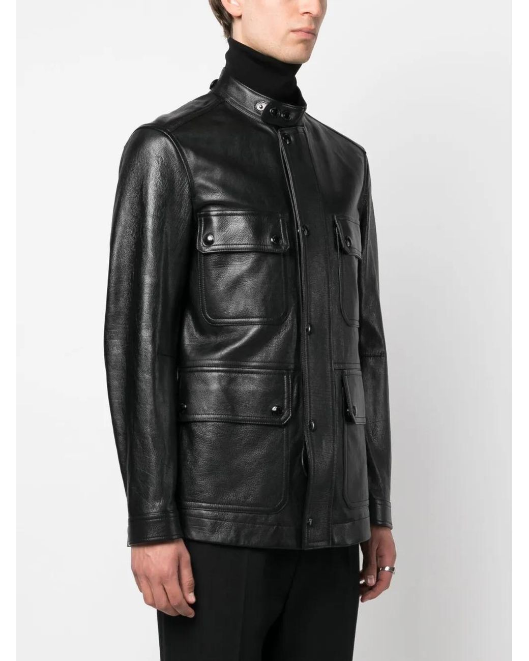 Tom Ford Black Zip-Up Leather Jacket for men