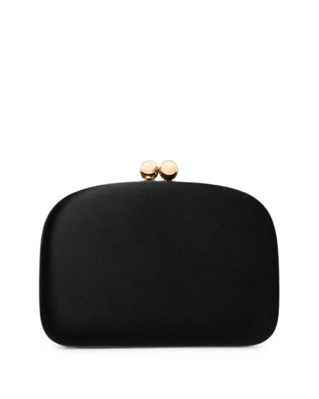 Carolina Herrera Black Vega Satin Clutch Bag