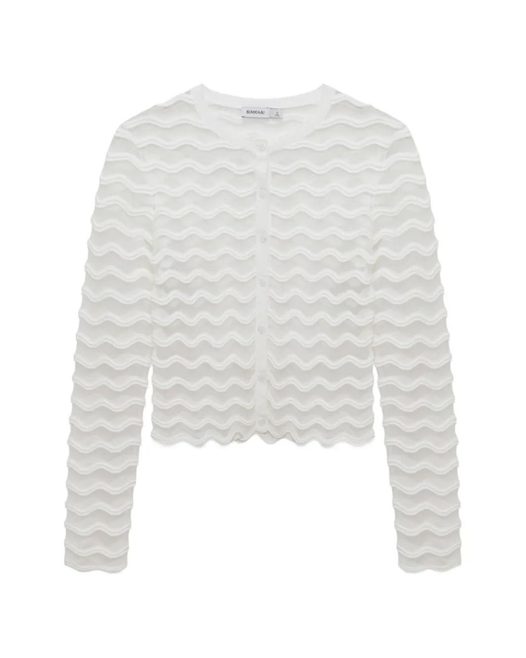 Jonathan Simkhai White Cardigan Maxime À Motif Ondulé