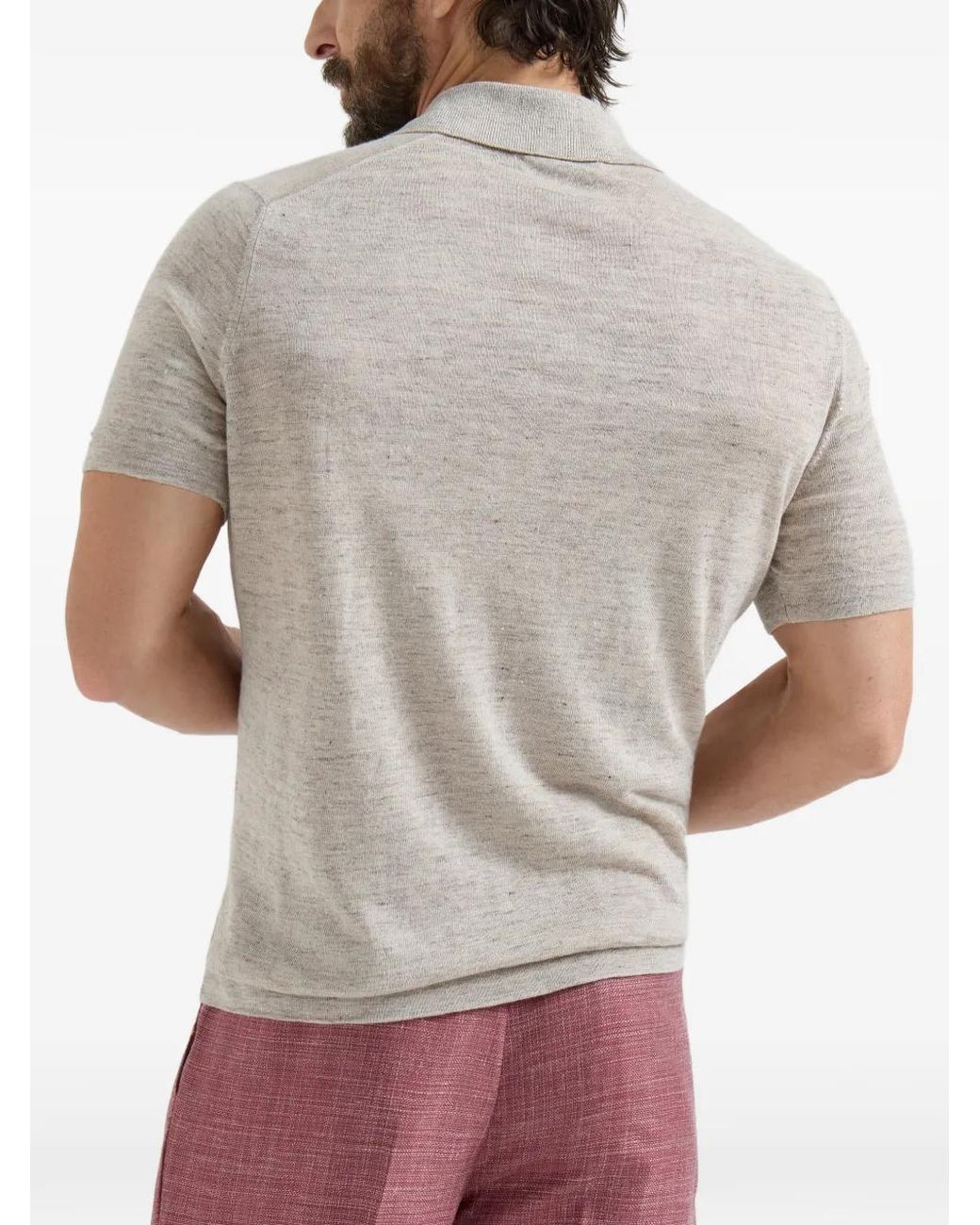 Brunello Cucinelli Gray Linen And Cotton Blend Polo Shirt for men