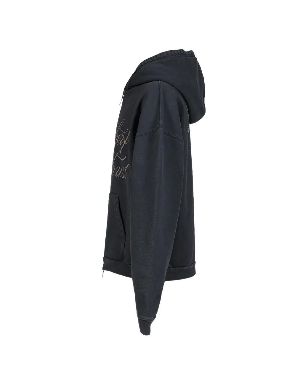JUN/NAKAYAMA Black Graphic-Print Zip-Up Hoodie for men