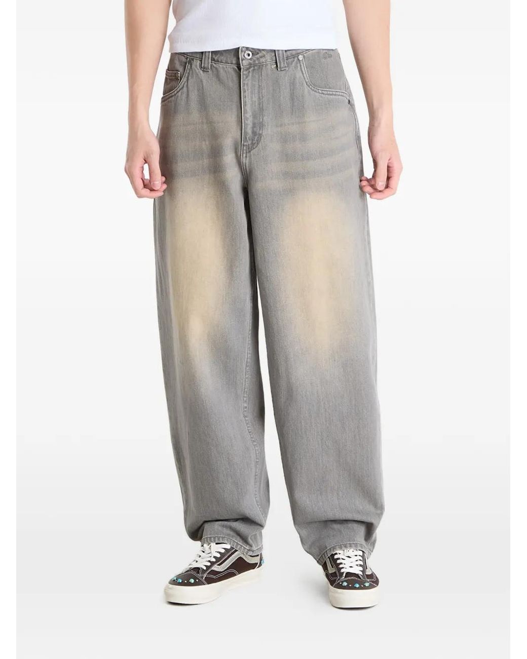 Dime Gray Jean Baggy À Effet Délavé for men