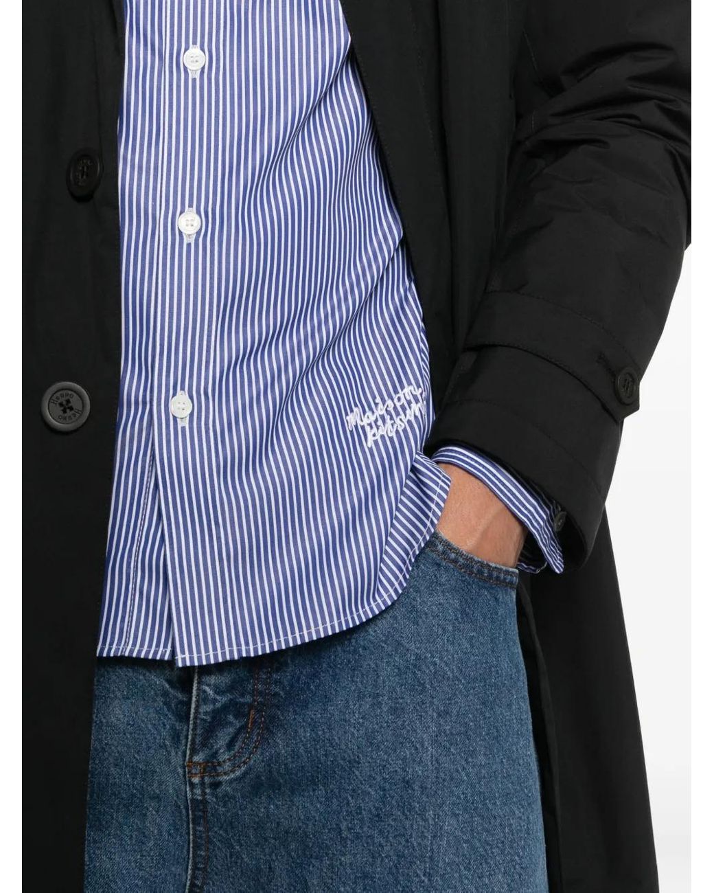 Maison Kitsuné Blue Striped Shirt for men