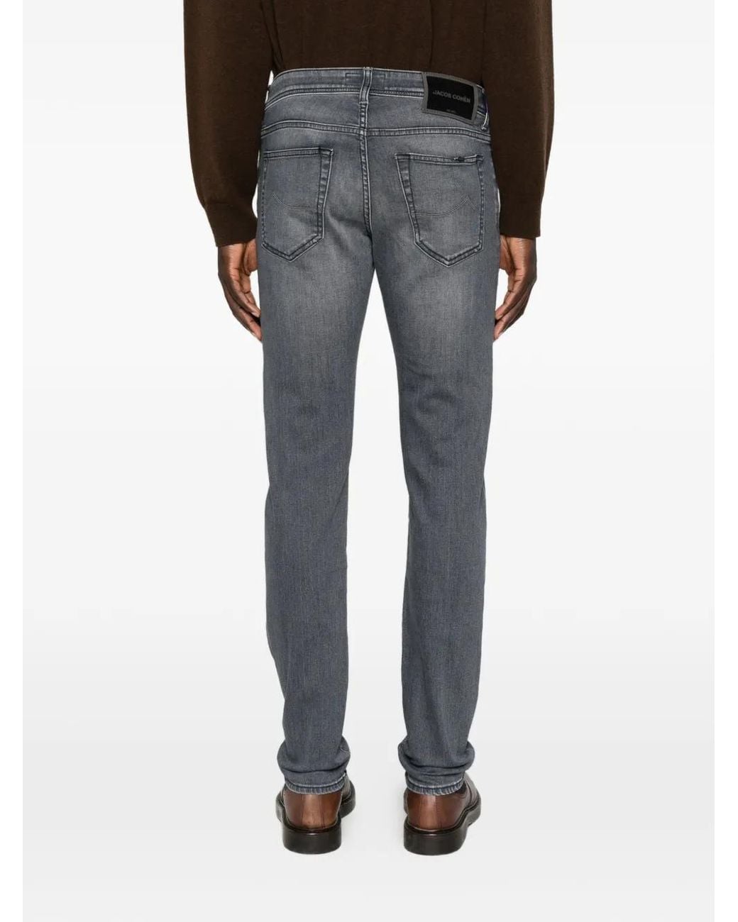 Jacob Cohen Gray Faded-Effect Logo-Patch Jeans for men