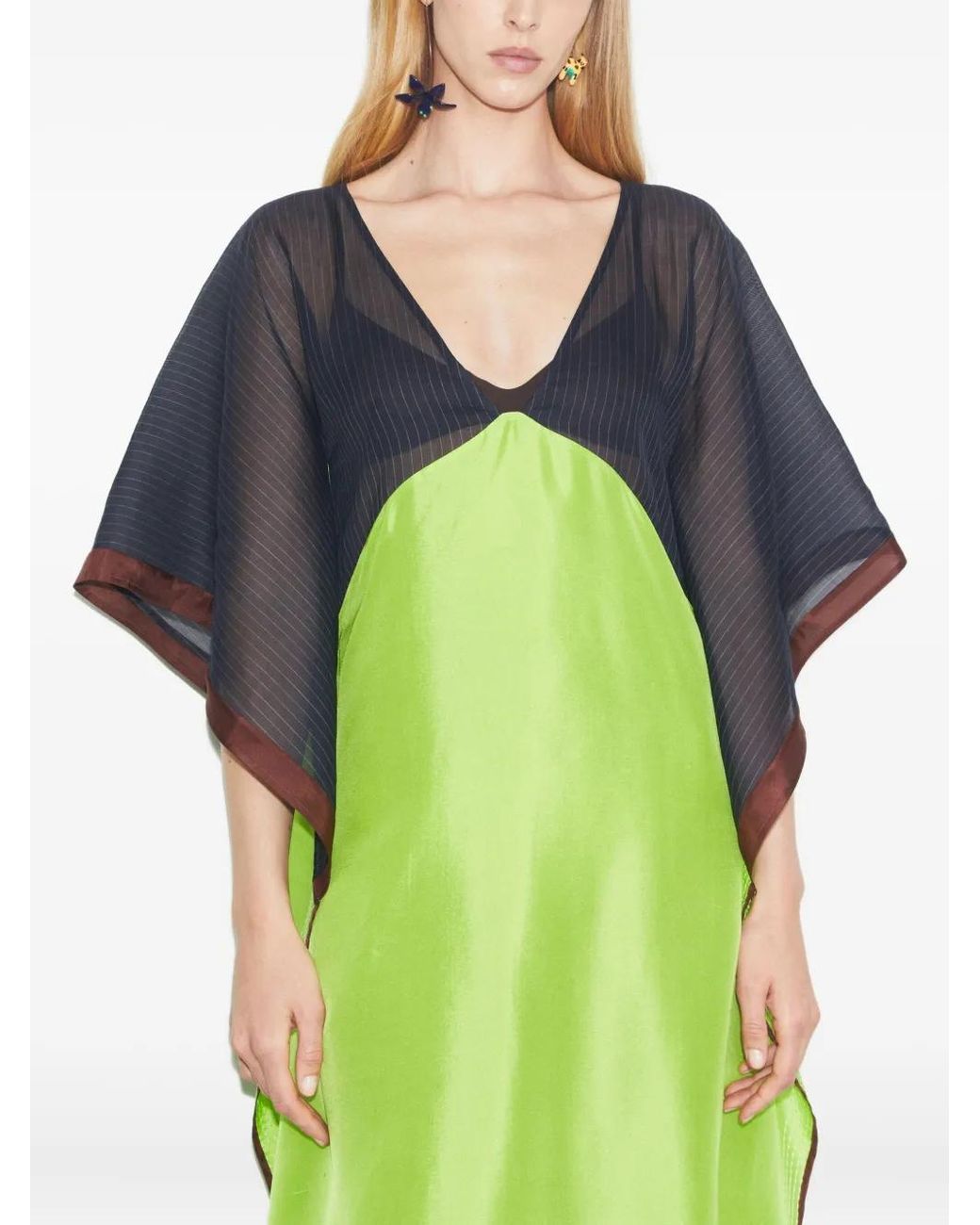 Tory Burch Midi-Jurk Met Colourblocking in het Green