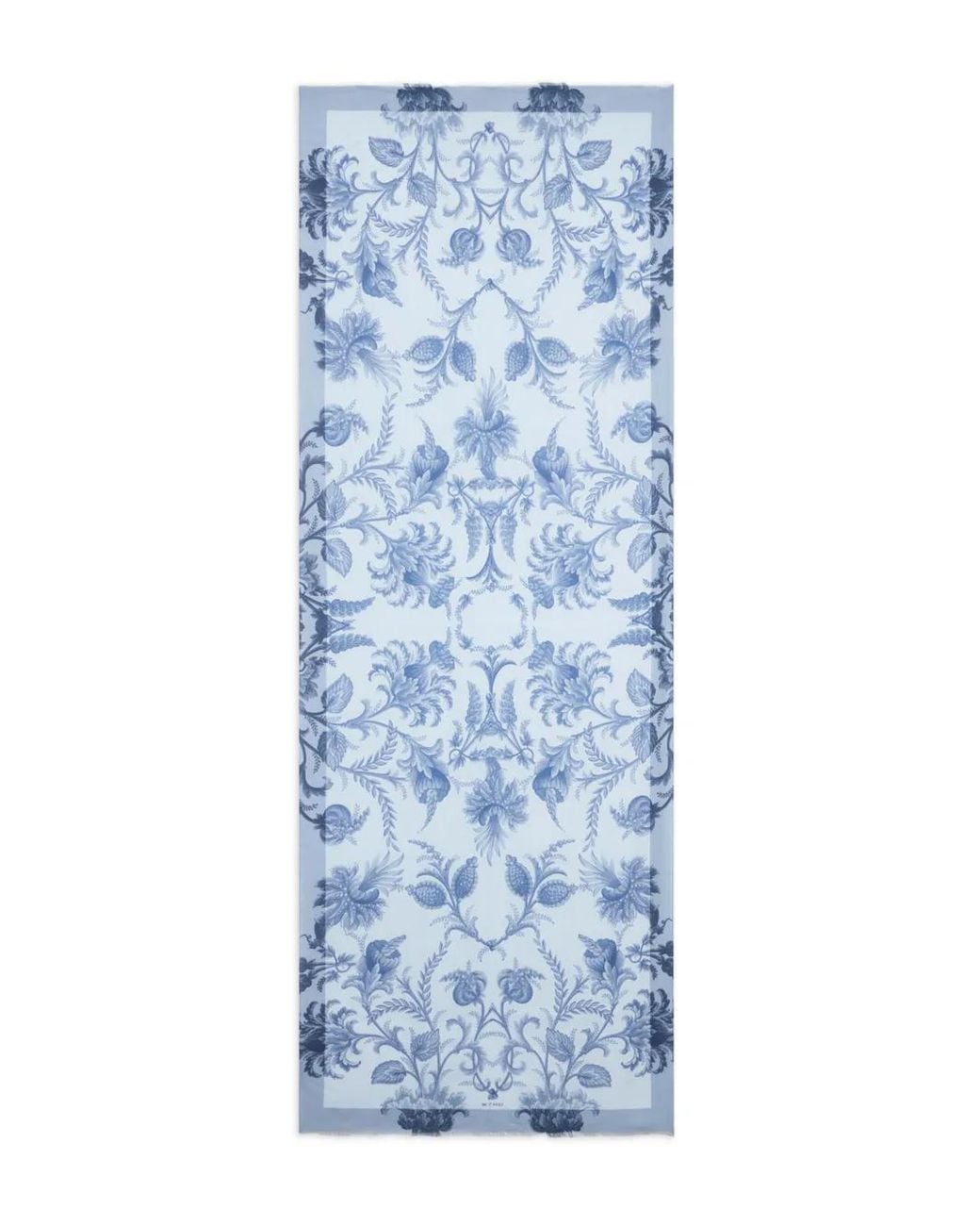 Etro Blue Linen-Blend Scarf With Floral Motif for men
