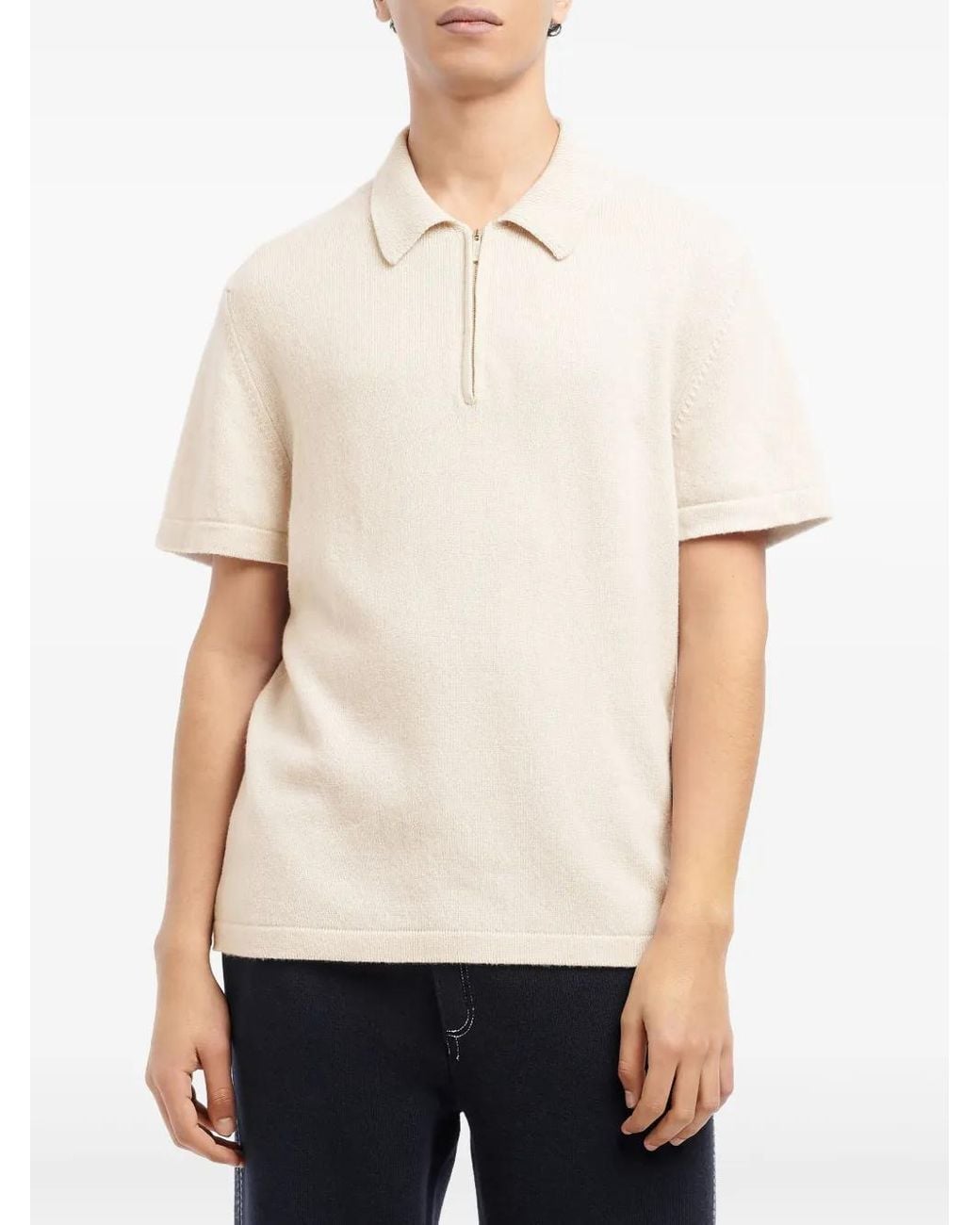 Barrie White Zip-Neck Polo Top for men
