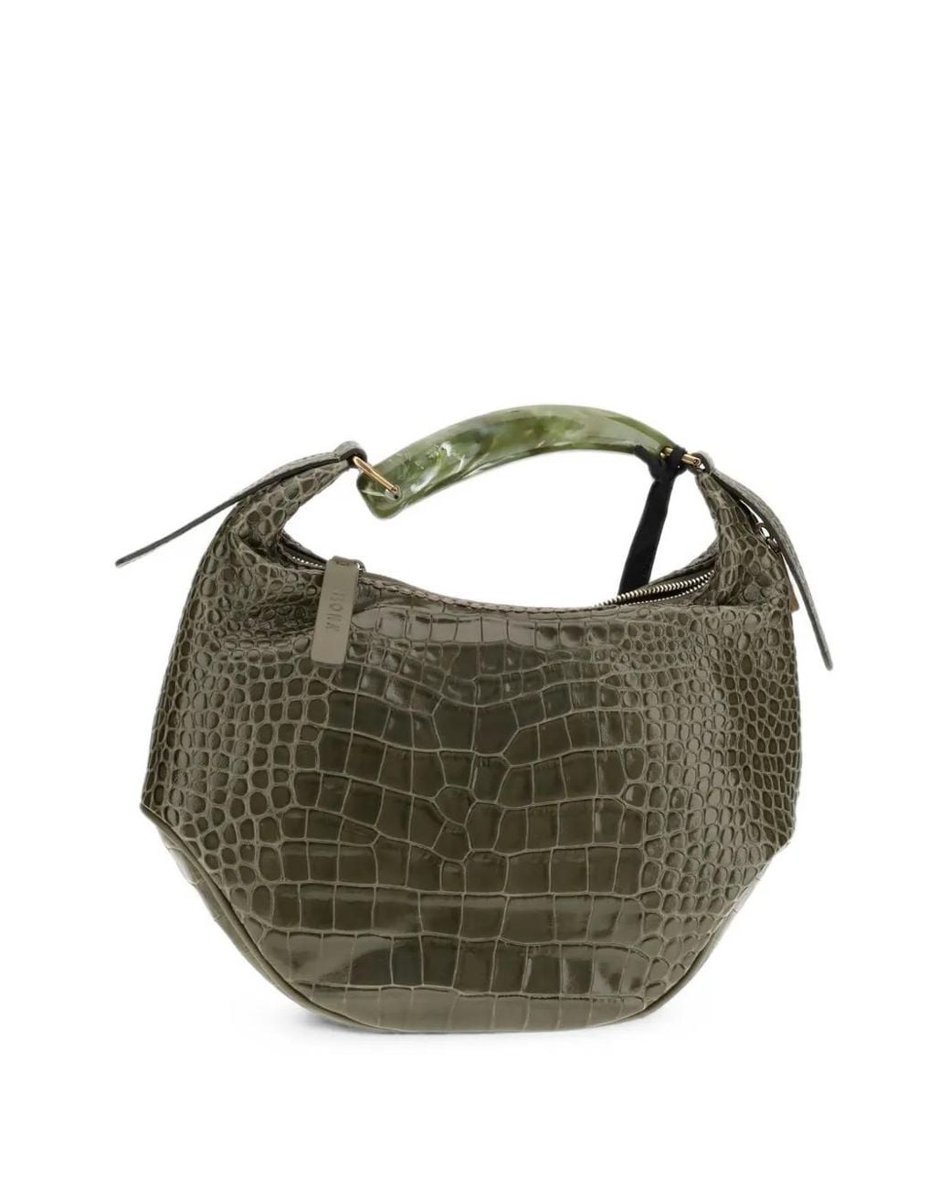 VISONA Green Bengala Crocodile-Effect Shoulder Bag
