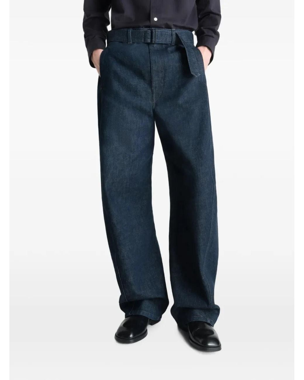 Lemaire Blue Belted Twisted Denim Jeans
