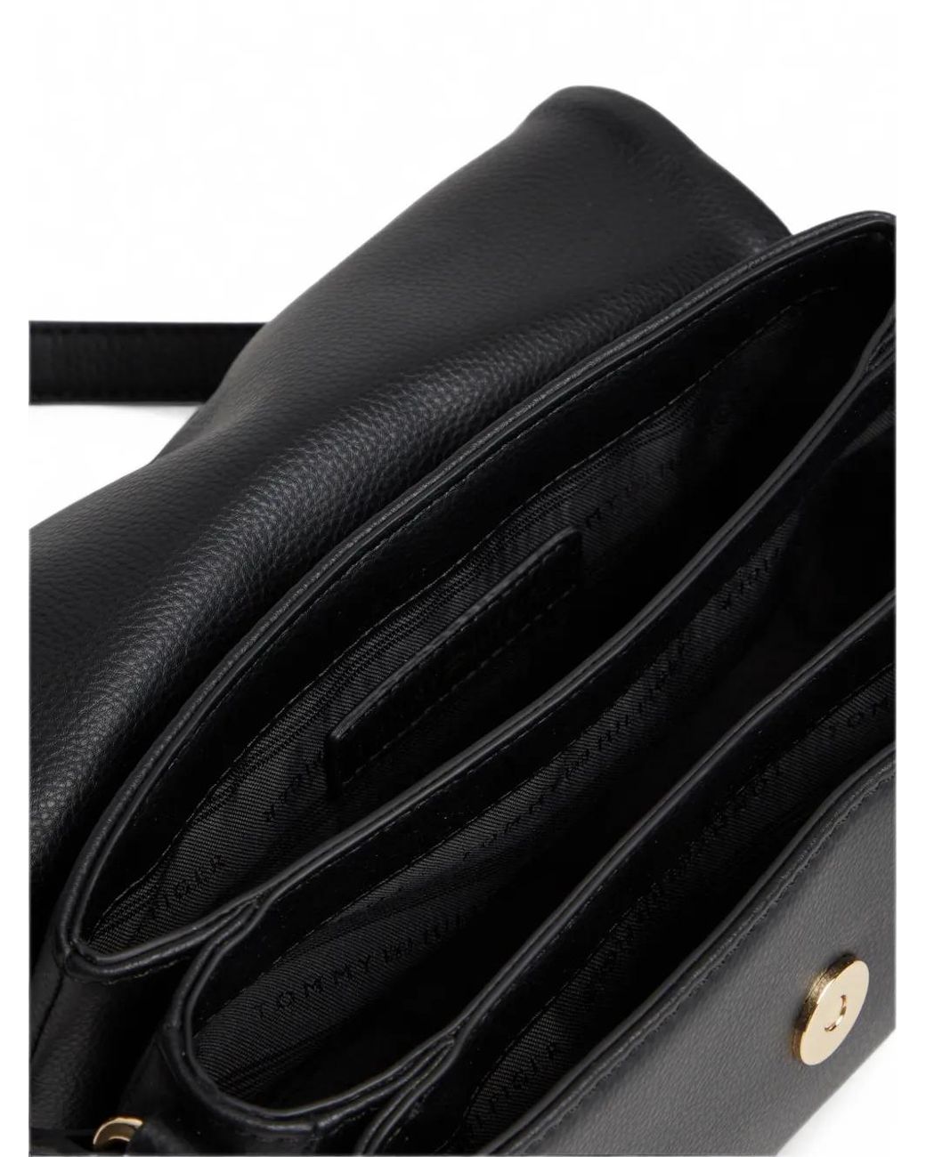 Tommy Hilfiger Black Libre Logo-Plaque Pebbled-Texture Shoulder Bag