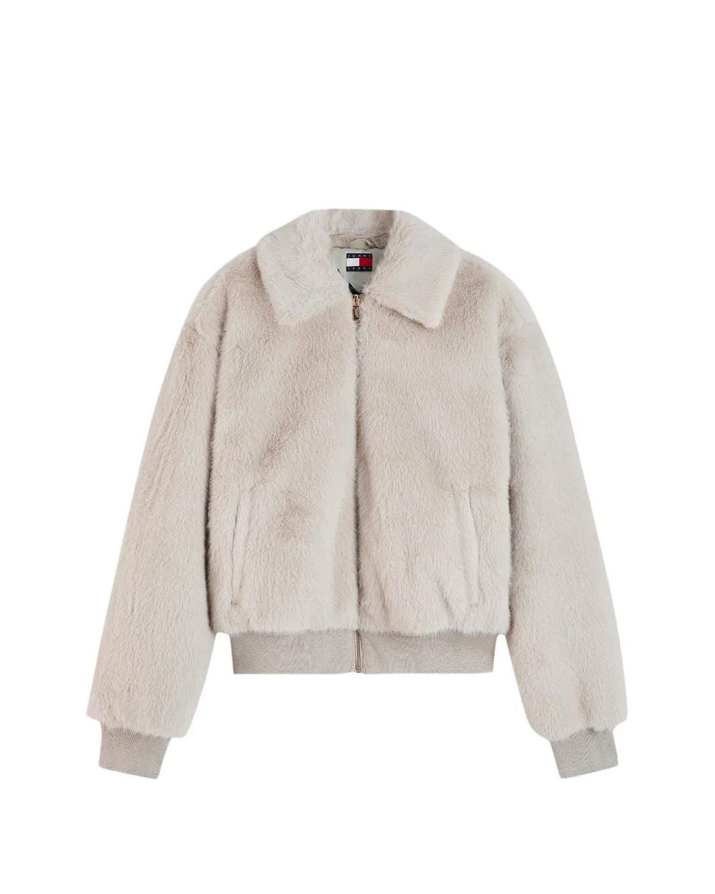 Tommy Hilfiger White Faux-Fur Bomber Jacket