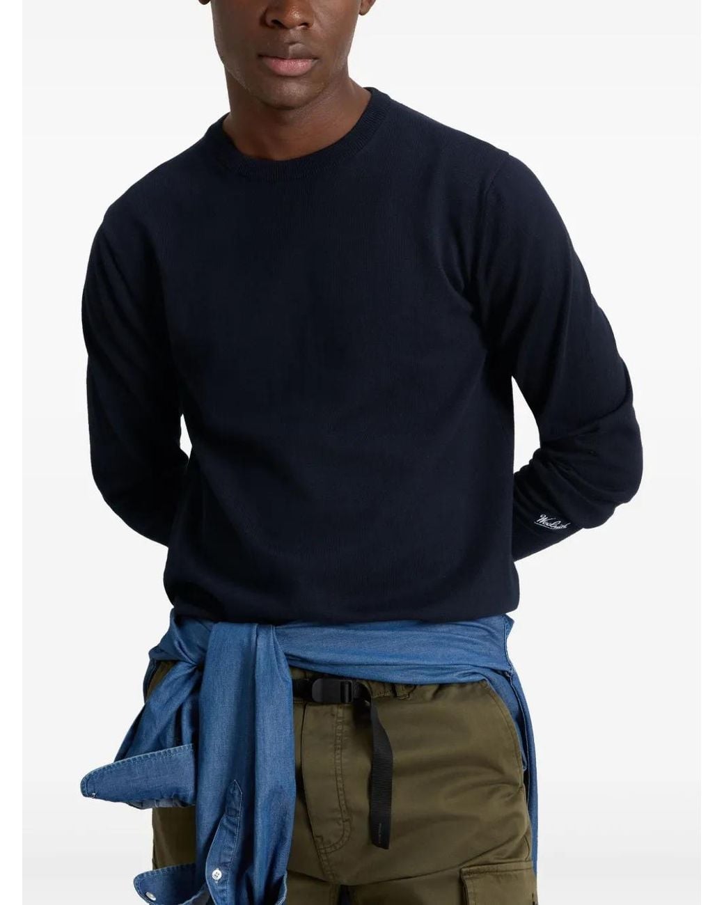 Woolrich Blue Logo-Embroidered Sweatshirt for men