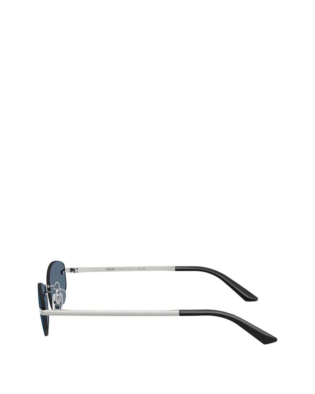 Versace Blue Oval-Frame Rimless Sunglasses