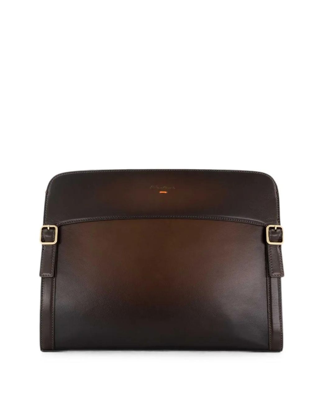 Santoni Brown Pochette En Cuir À Détail De Boucle for men