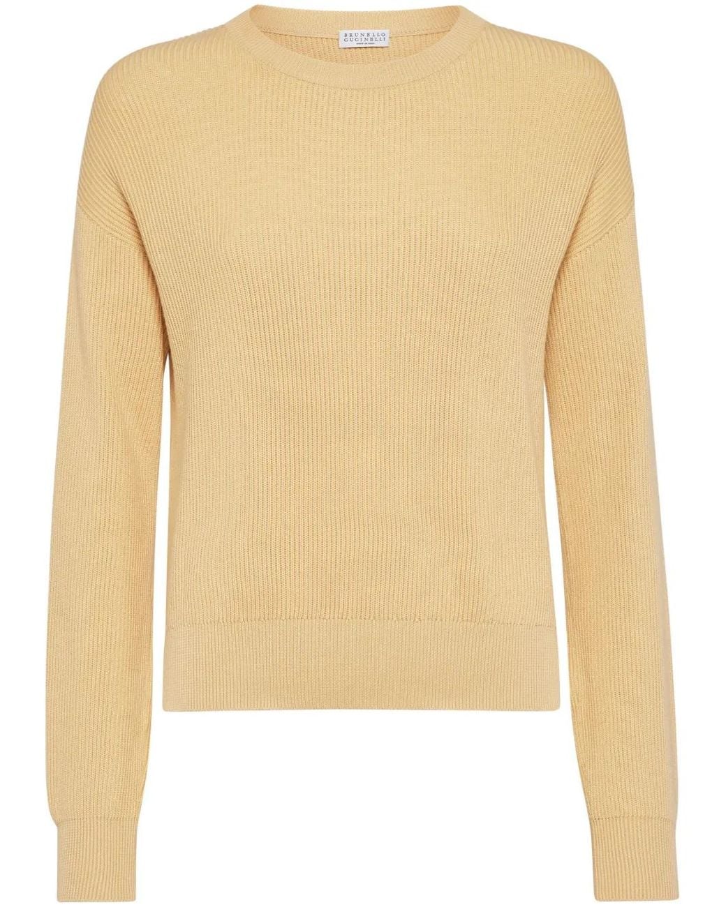 Brunello Cucinelli Natural Ribbed Cotton Sweatshirt
