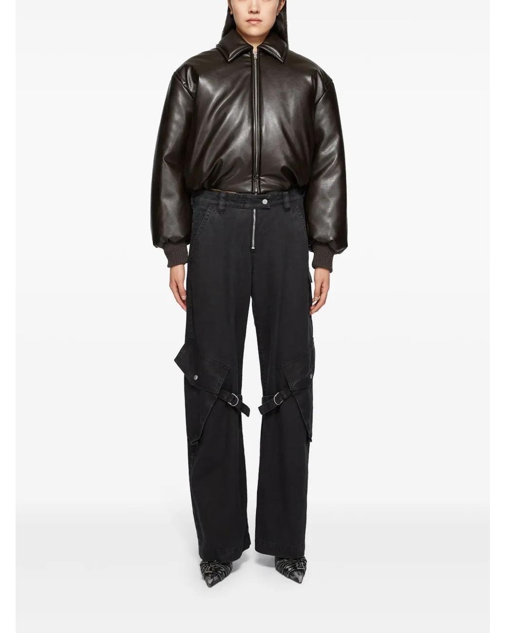 Acne Black Coated Bomber Jacket
