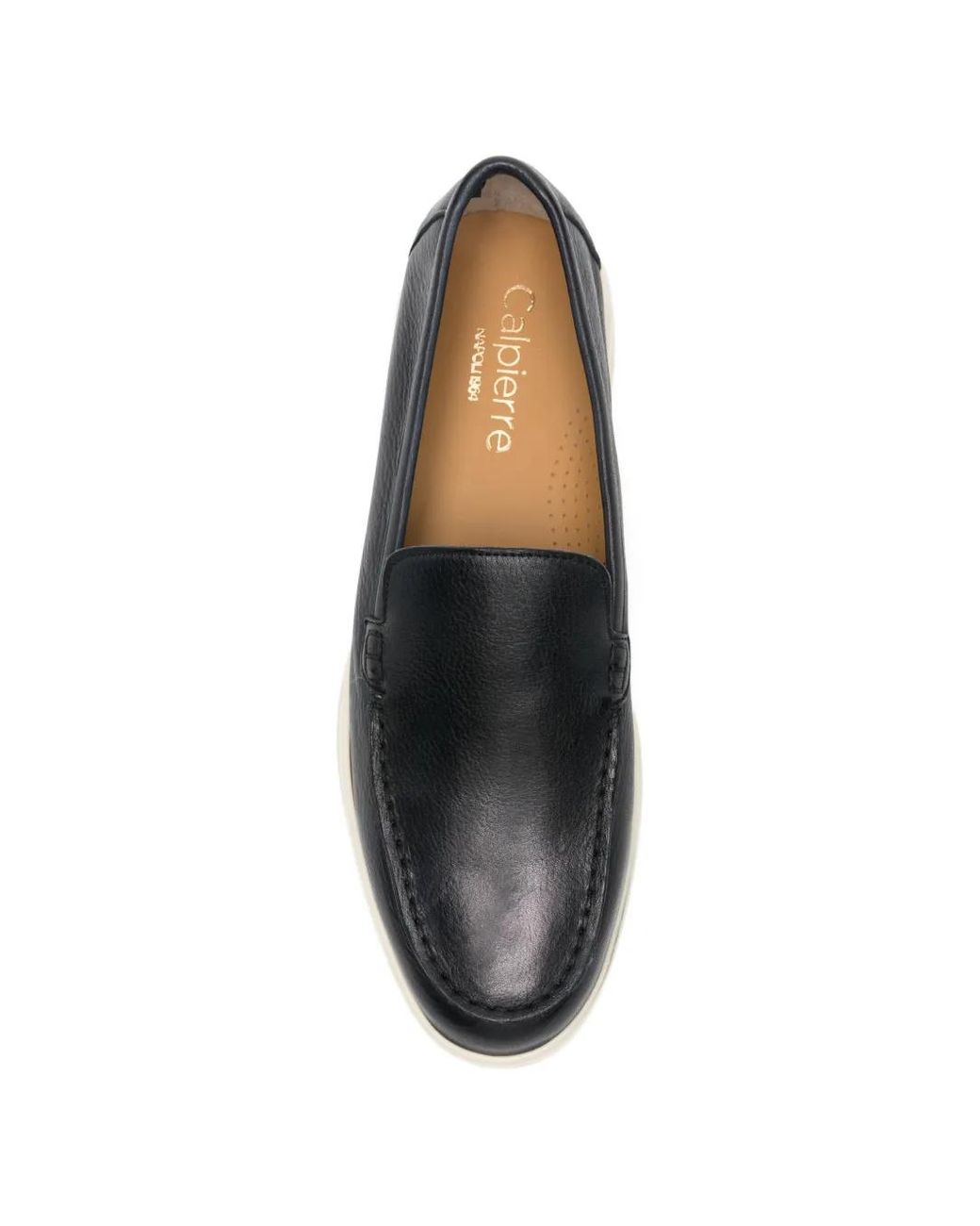 Calpierre White Mocassins En Cuir Grainé for men