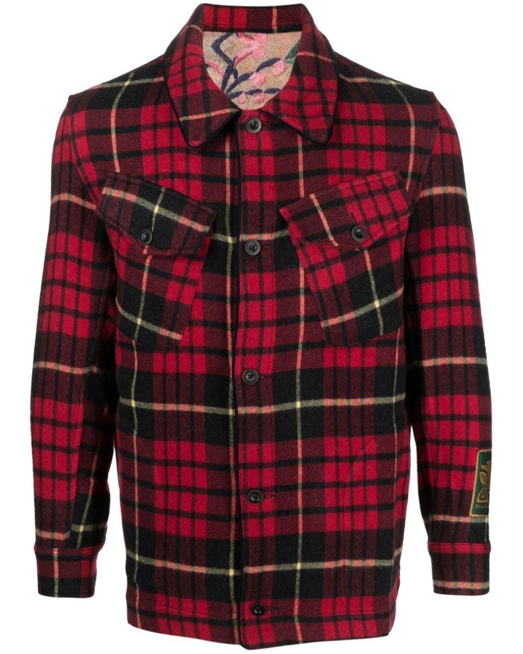 Pierre Louis Mascia Plaid-check Wool Shirt Jacket in Red for Men