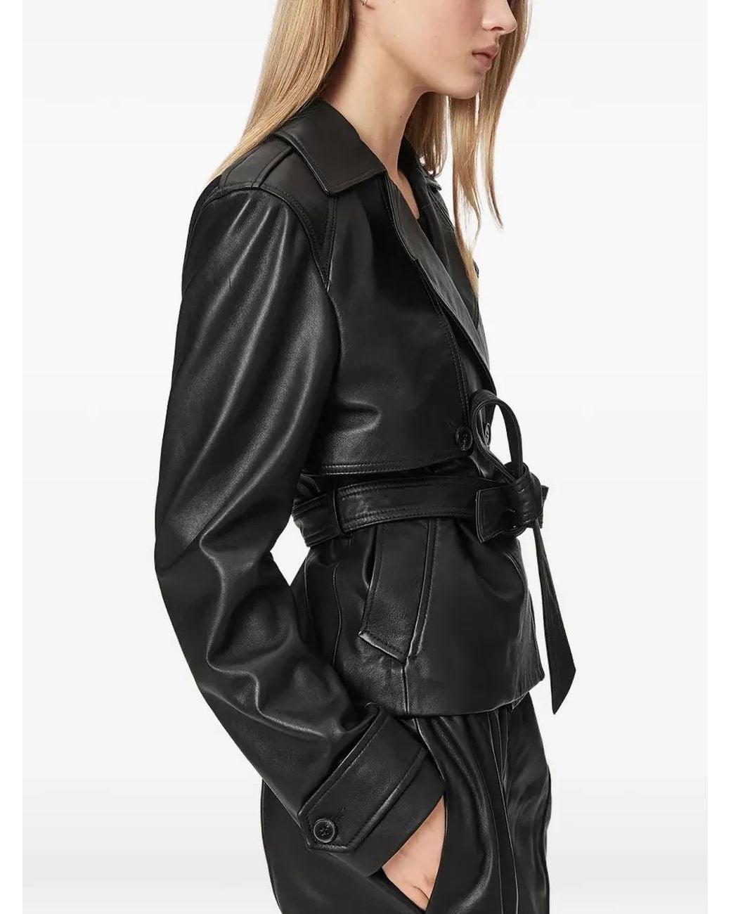 AllSaints Black Double-Breasted Belted Jacket