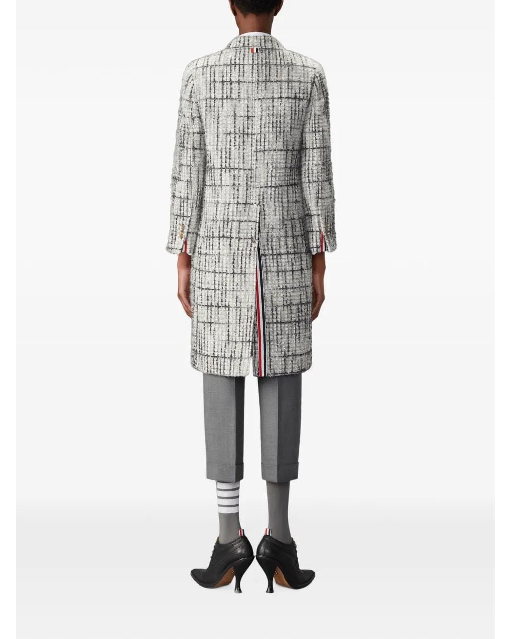 Thom Browne Gray Waffle-Tweed Overcoat