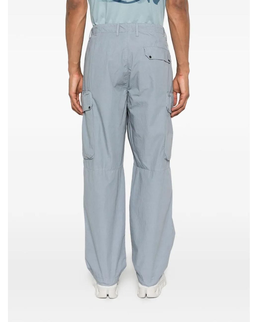 C P Company Blue Micro-Reps Boxy Cargo Lens Trousers for men