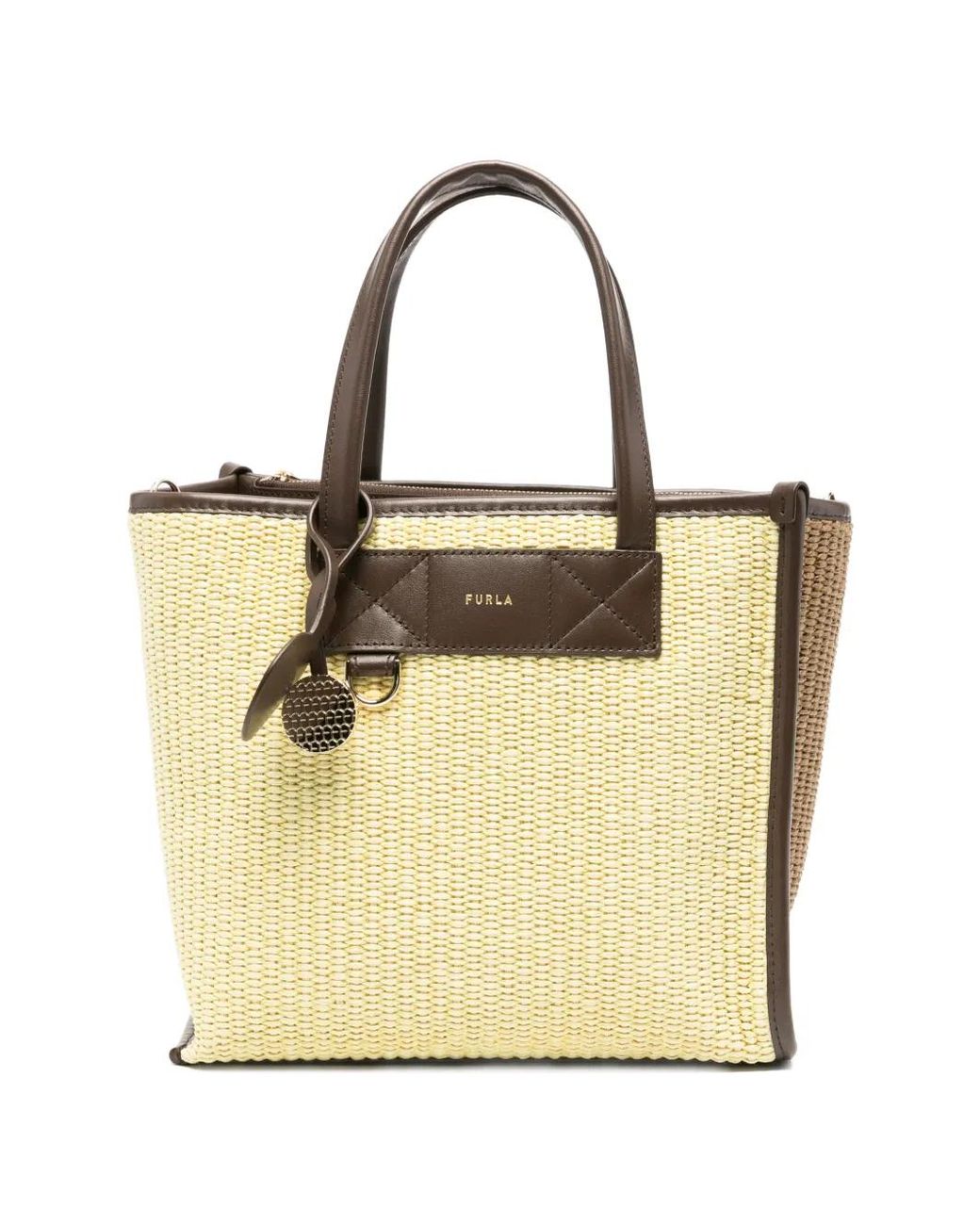 Furla Natural Petit Sac Cabas Divide It À Design Tressé