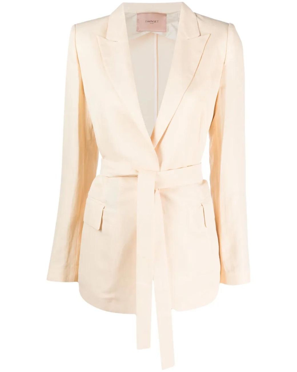 Twinset Natural Single-Breasted Tied-Waist Blazer