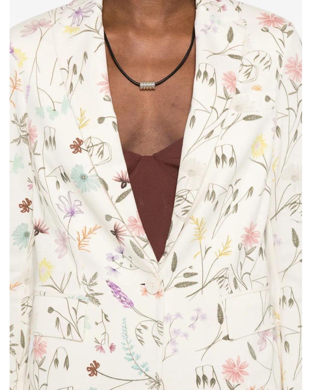 Circolo 1901 White Floral-Print Blazer