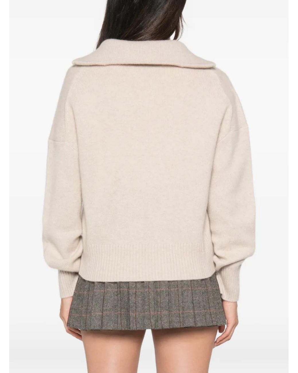 Maje White Quarter-Zip Sweater
