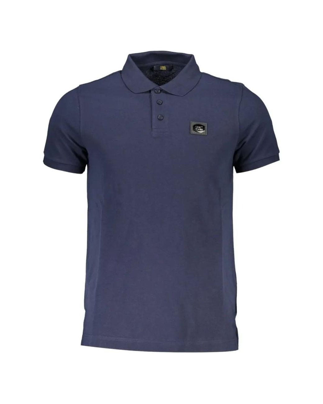 Roberto Cavalli Blue Logo-Patch Polo Shirt for men
