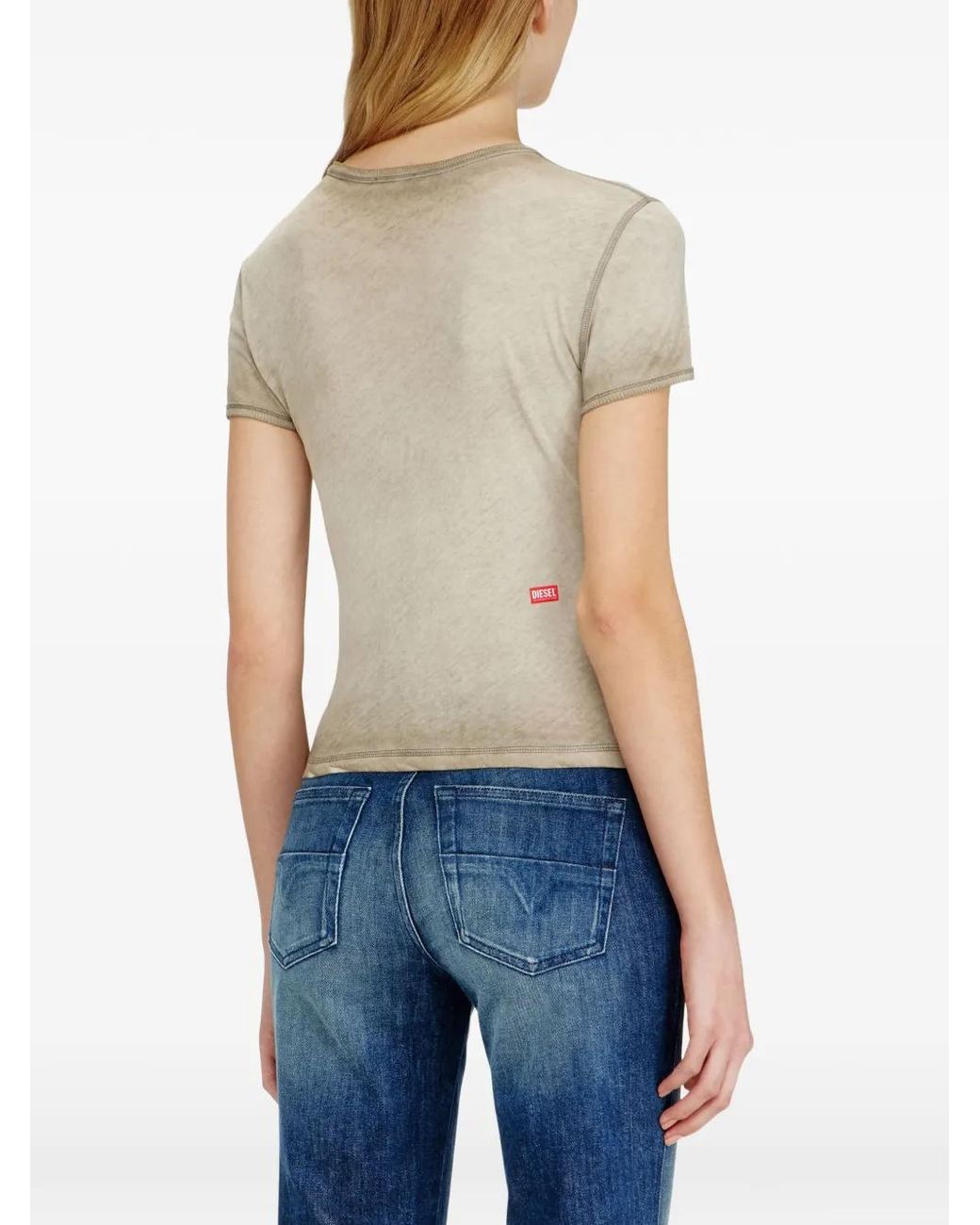 DIESEL Natural Slim T-Shirt With Logo Print