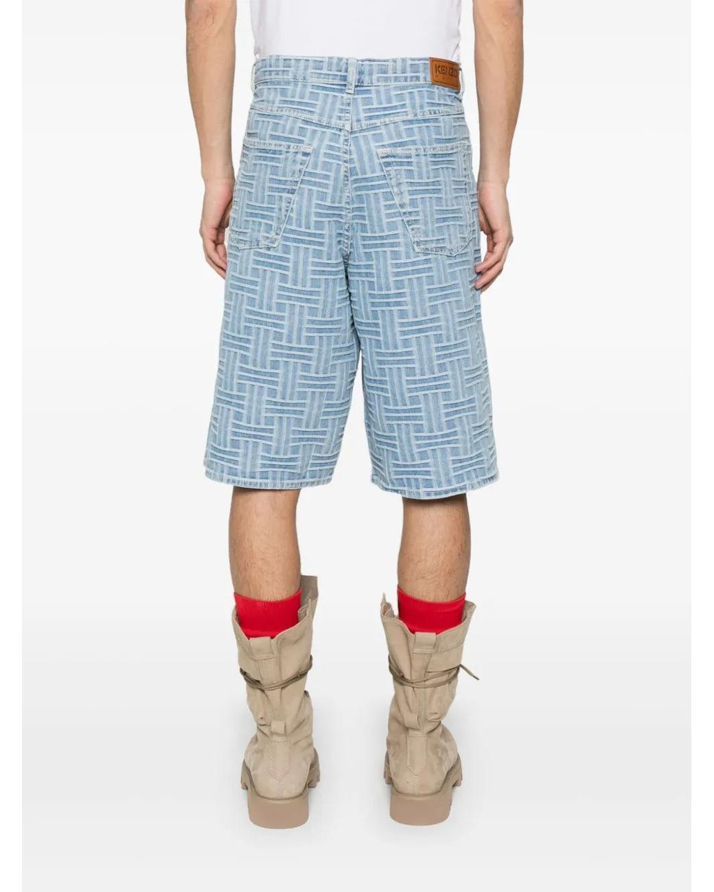 KENZO Geweven Denim Shorts in het Blue voor heren