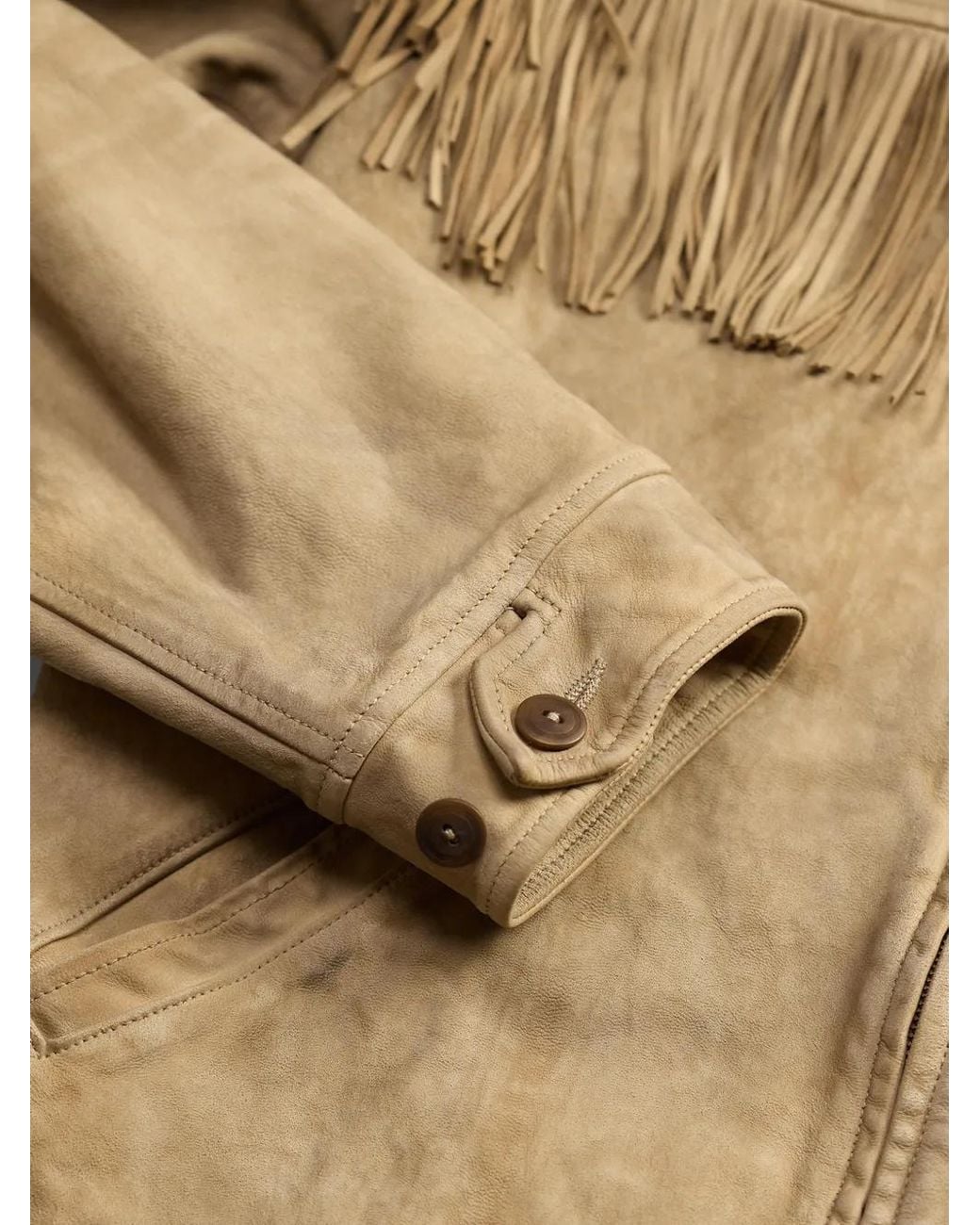 RRL Natural Fringe-Trimmed Goat-Suede Jacket for men