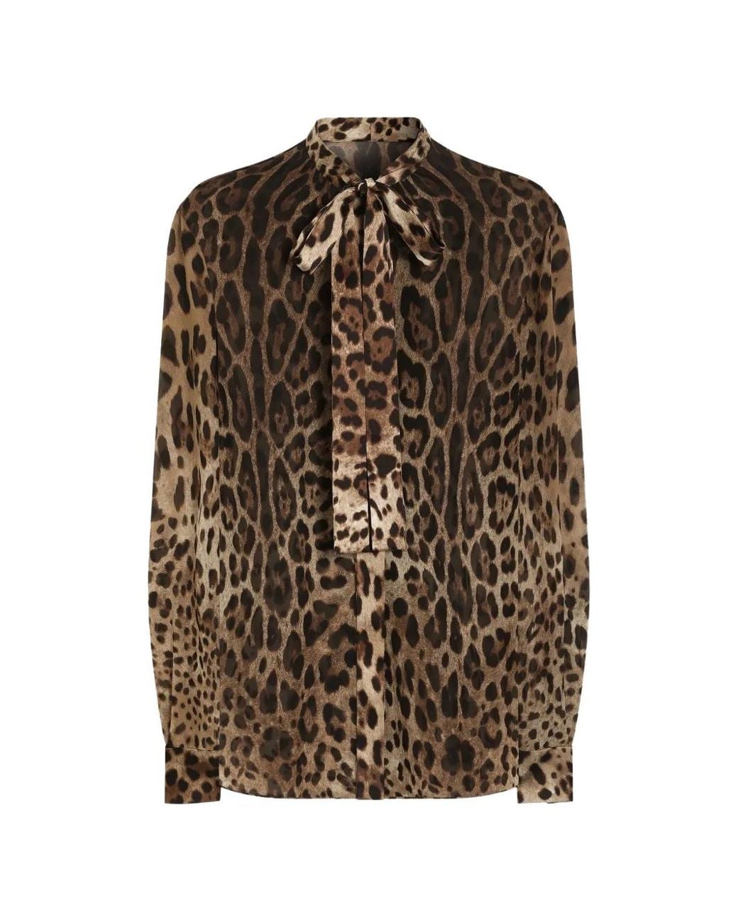 Dolce & Gabbana Brown Leo-Print Georgette Shirt