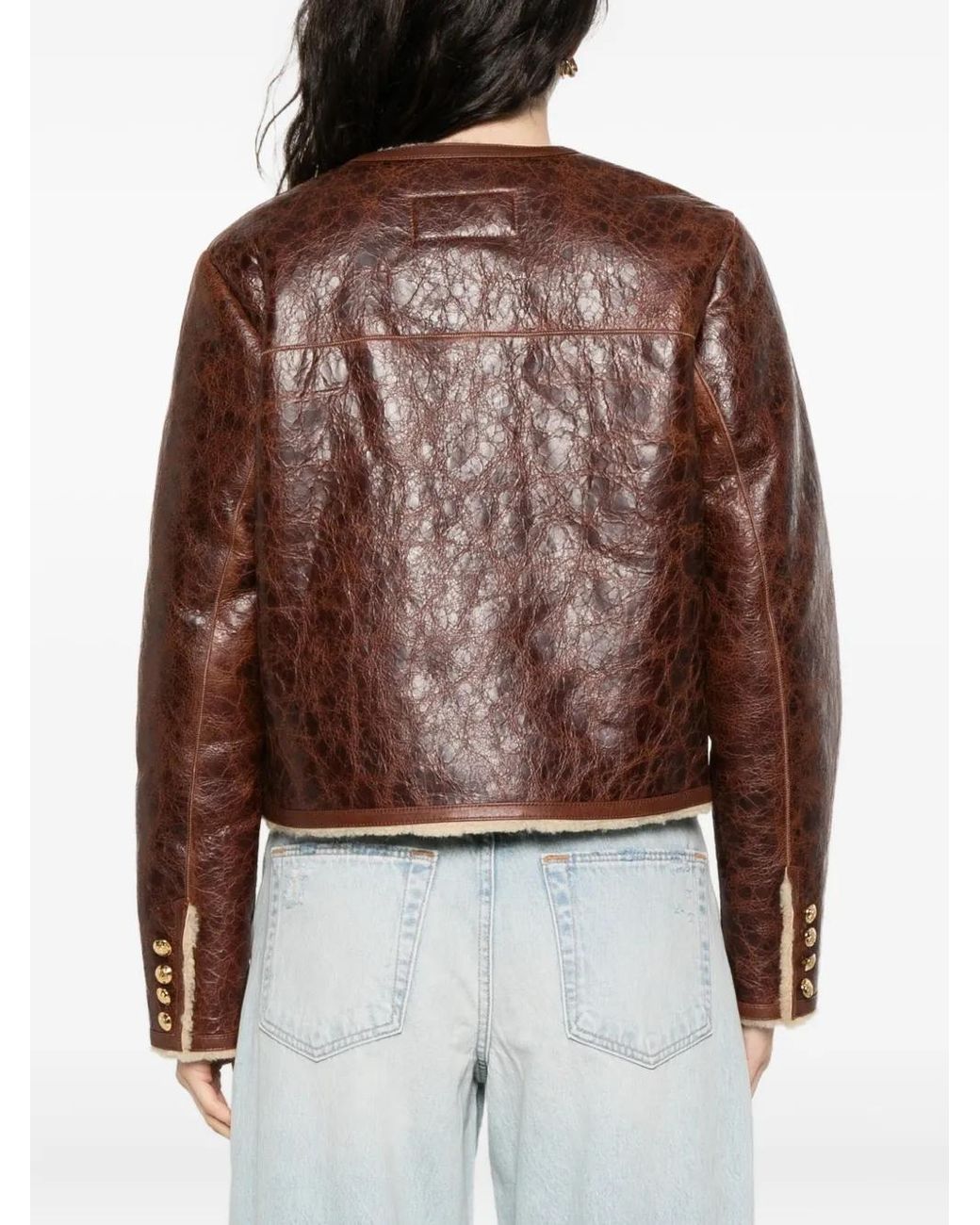 Nili Lotan Brown Zanie Button Leather Jacket