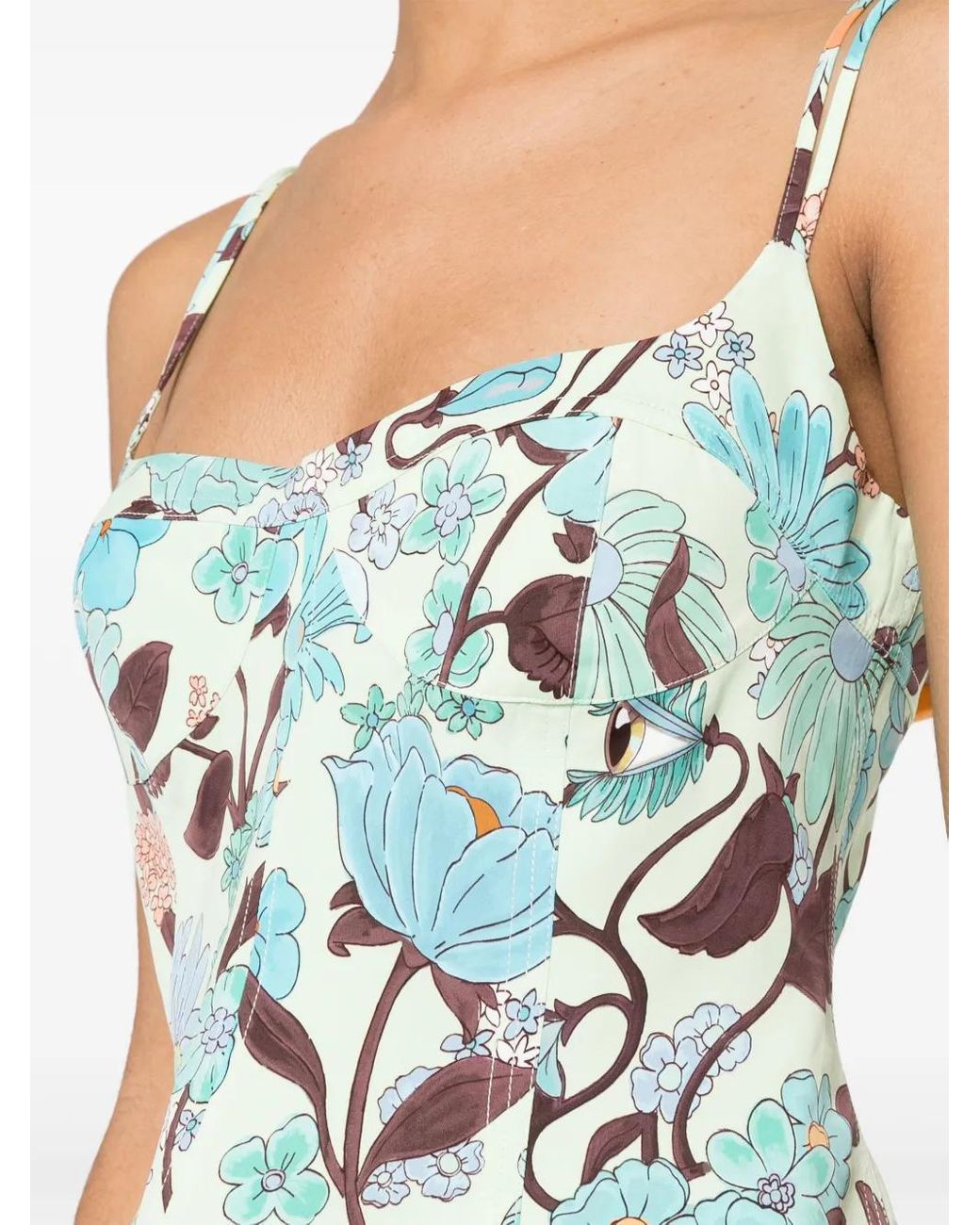 Stella McCartney Blue Floral-Print Peplum Top