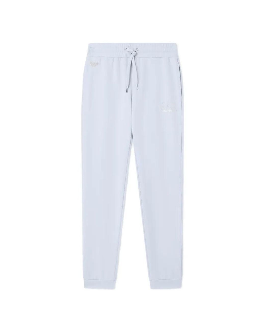 EA7 White Logo-Print Drawstring Track Pants