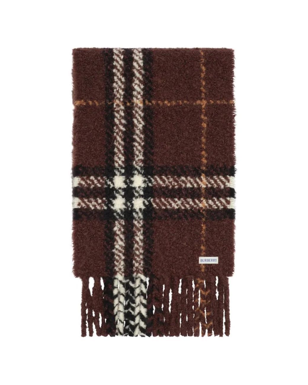 Burberry Brown Check Alpaca Wool Blend Buckle Scarf