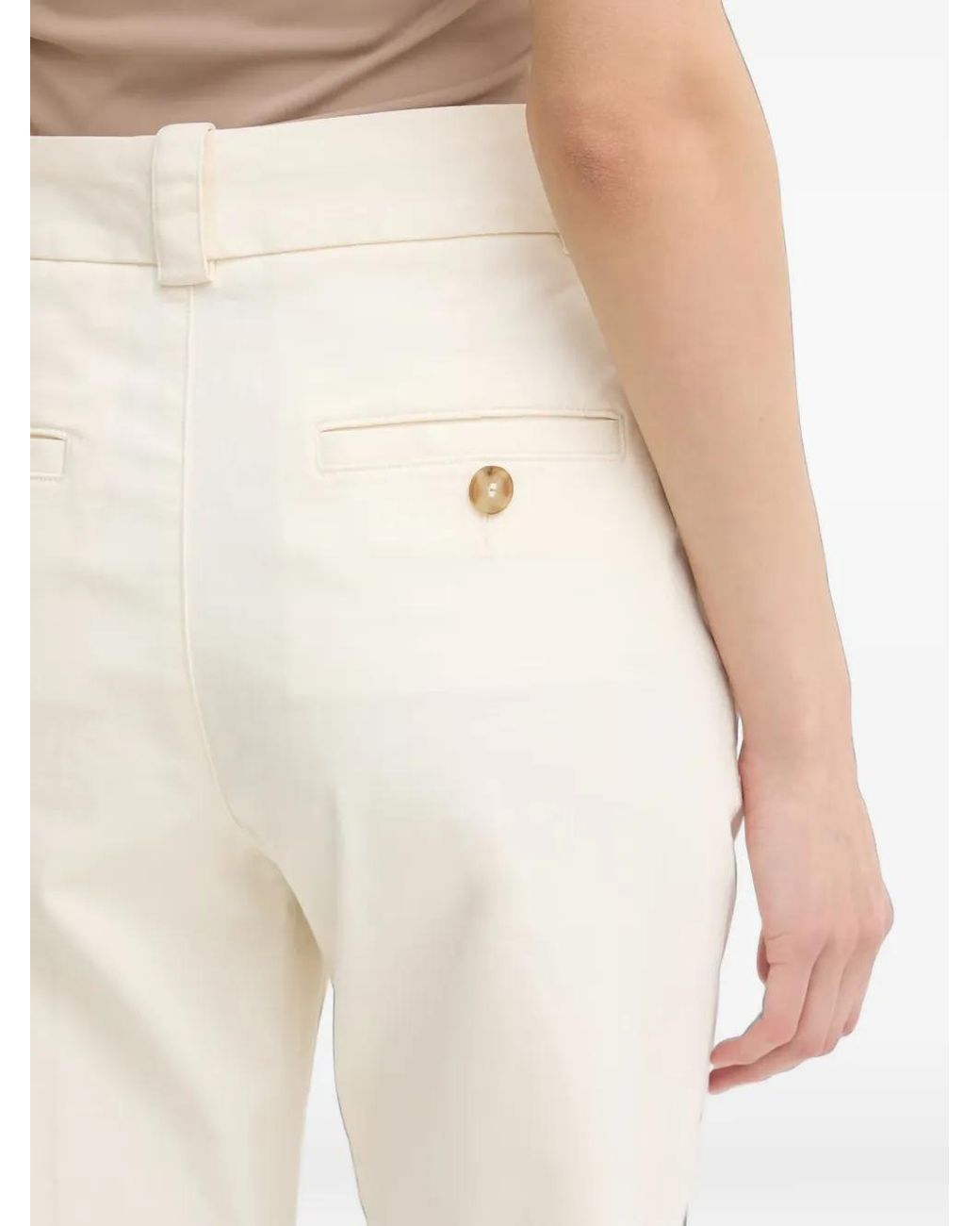 Benetton Natural Button-Up Slim-Fit Trousers