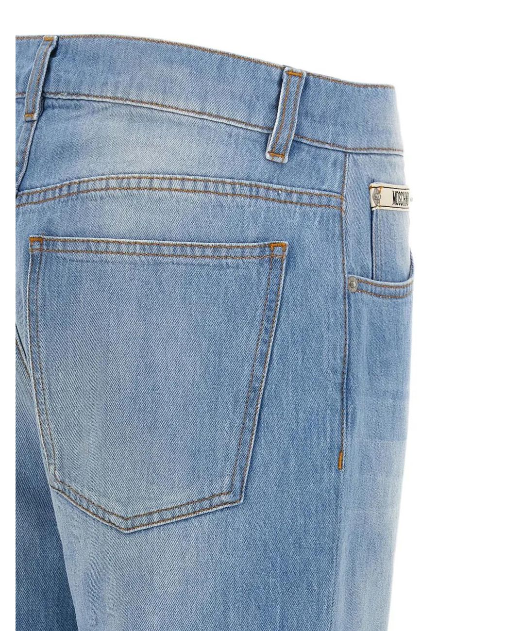 Moschino Blue Logo-Patch Straight-Leg Jeans