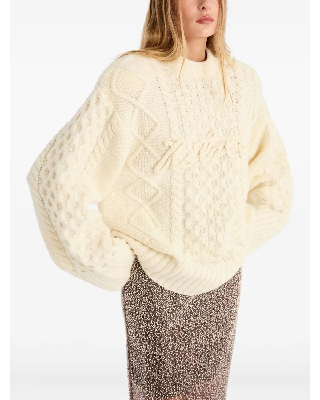 ROTATE BIRGER CHRISTENSEN White Pullover mit Zopfmuster